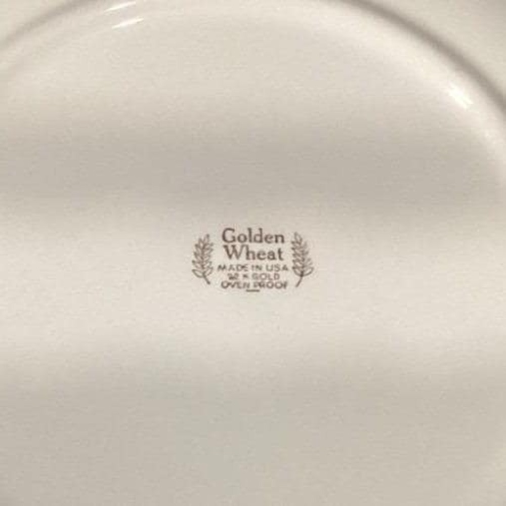 Homer Laughlin Golden Wheat Dinner Plates, Set of 4, Vintage Mid-Century Ceramic - Picture 3 of 11